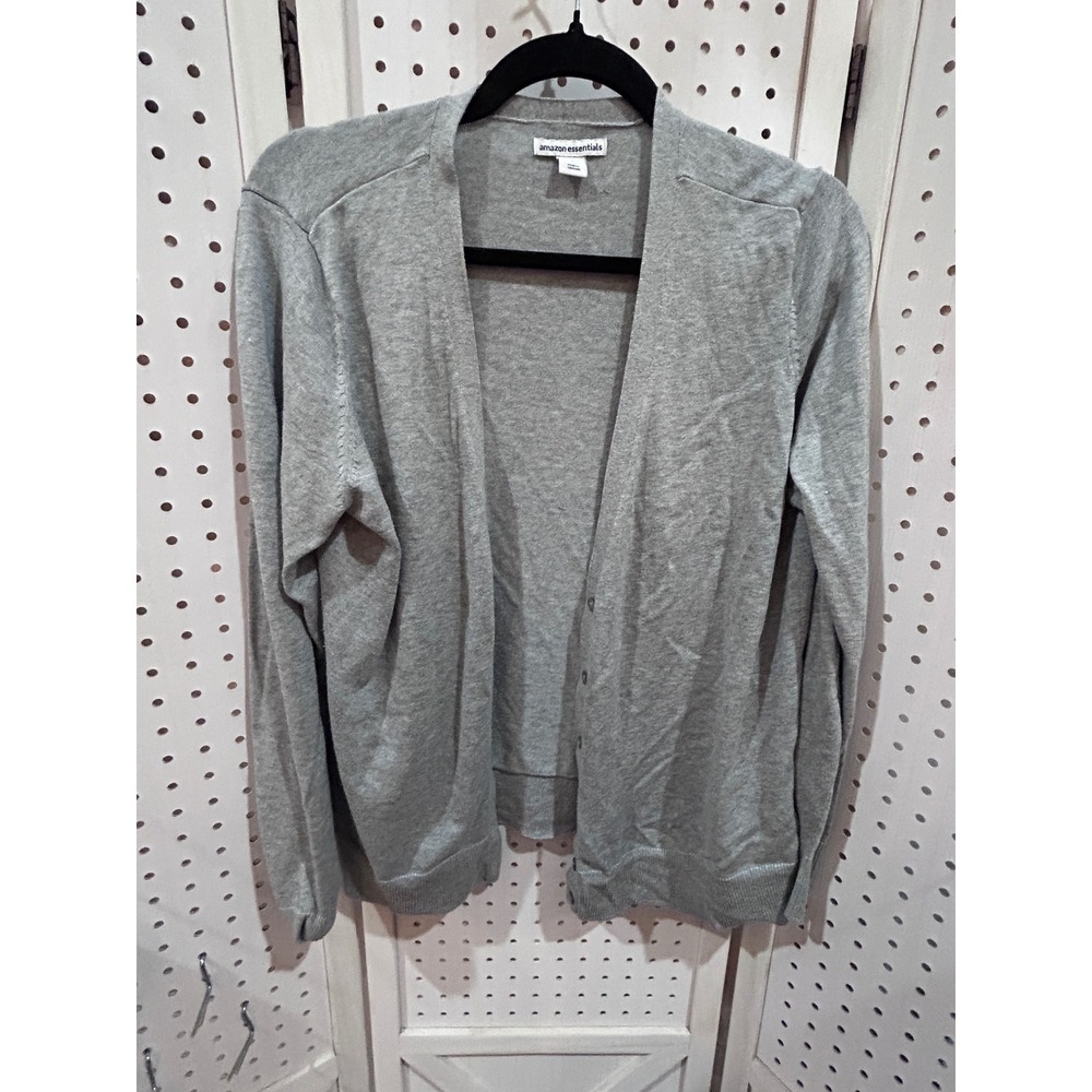 Amazon Essentials Gray Cardigan Sweater‎ Button Front Long Sleeve XL